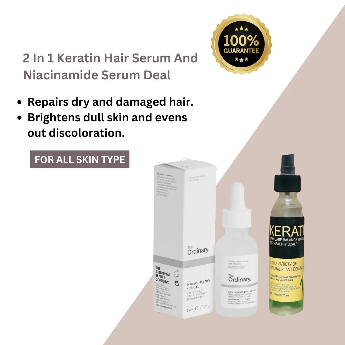 Exclusive Deal: 2 In 1 Keratin Hair Serum And Niacinamide Serum