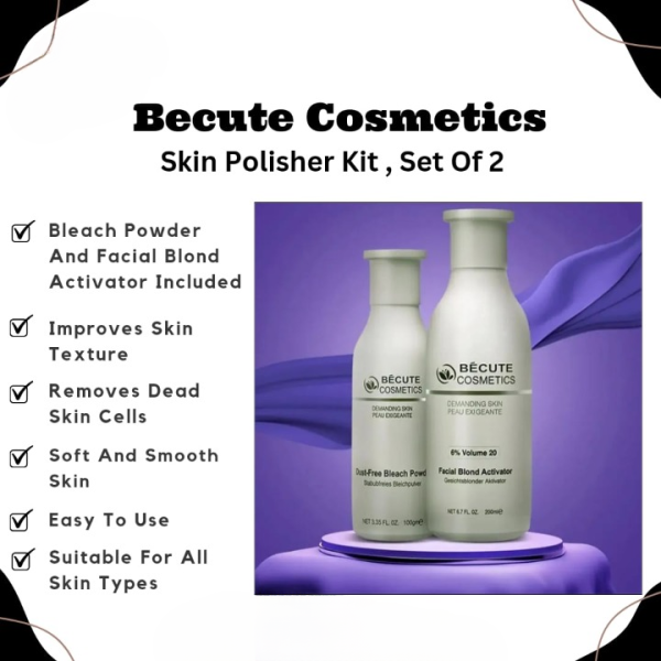 Becute Cosmetics Facial Blonder Set – Volume Activator (200ml) + Dust-Free Bleach Powder (100g) Set of 2