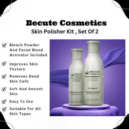 Becute Cosmetics Facial Blonder Set – Volume Activator (200ml) + Dust-Free Bleach Powder (100g) Set of 2